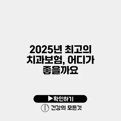2025년 최고의 치과보험, 어디가 좋을까요?