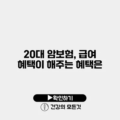 20대 암보험, 급여 혜택이 해주는 혜택은?
