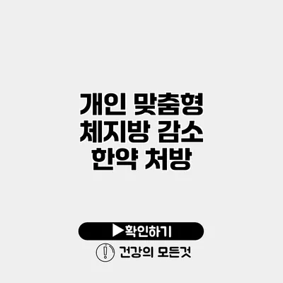 개인 맞춤형 체지방 감소 한약 처방
