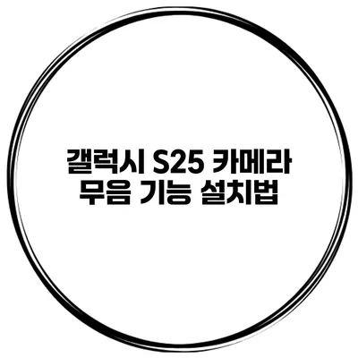 갤럭시 S25 카메라 무음 기능 설치법