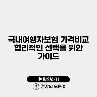 국내여행자보험 가격비교 합리적인 선택을 위한 가이드