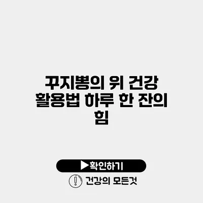 꾸지뽕의 위 건강 활용법 하루 한 잔의 힘