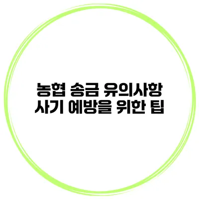 농협 송금 유의사항 사기 예방을 위한 팁