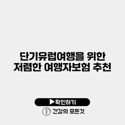 단기유럽여행을 위한 저렴한 여행자보험 추천