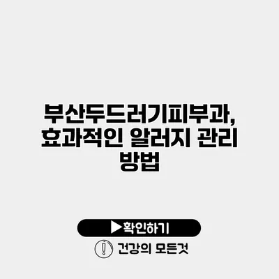부산두드러기피부과, 효과적인 알러지 관리 방법