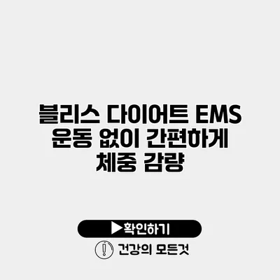 블리스 다이어트 EMS 운동 없이 간편하게 체중 감량