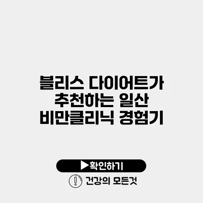 블리스 다이어트가 추천하는 일산 비만클리닉 경험기