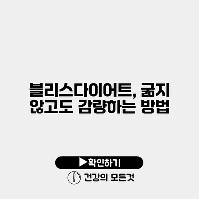 블리스다이어트, 굶지 않고도 감량하는 방법