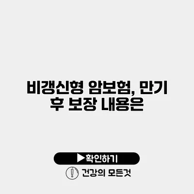 비갱신형 암보험, 만기 후 보장 내용은?