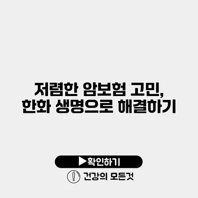 저렴한 암보험 고민, 한화 생명으로 해결하기