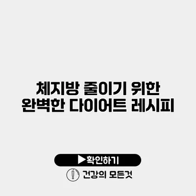 체지방 줄이기 위한 완벽한 다이어트 레시피