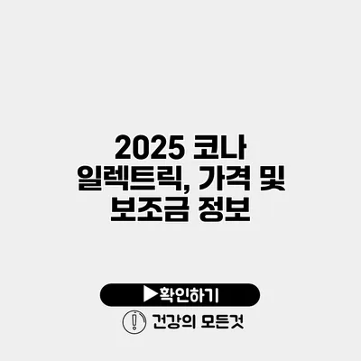 2025 코나 일렉트릭, 가격 및 보조금 정보