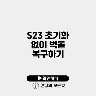 S23 초기화 없이 벽돌 복구하기
