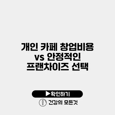 개인 카페 창업비용 vs 안정적인 프랜차이즈 선택