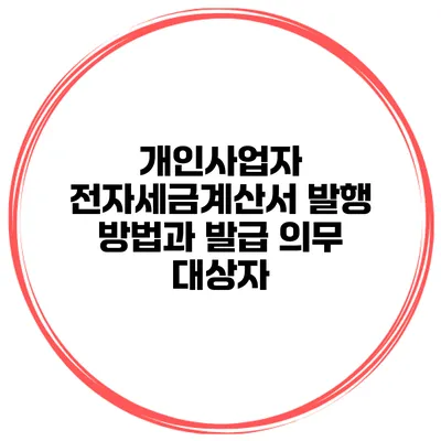 개인사업자 전자세금계산서 발행 방법과 발급 의무 대상자