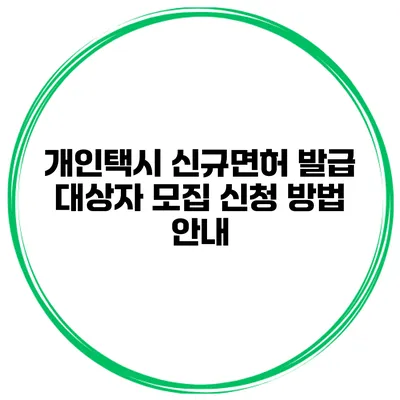 개인택시 신규면허 발급 대상자 모집 신청 방법 안내