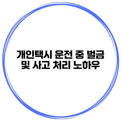 개인택시 운전 중 벌금 및 사고 처리 노하우