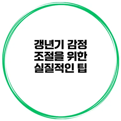 갱년기 감정 조절을 위한 실질적인 팁