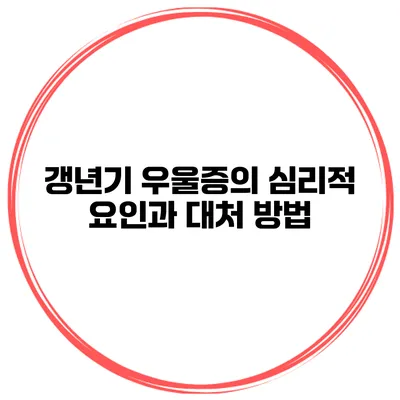 갱년기 우울증의 심리적 요인과 대처 방법