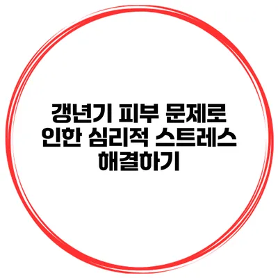갱년기 피부 문제로 인한 심리적 스트레스 해결하기
