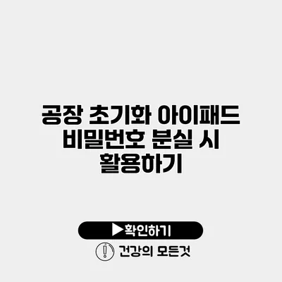 공장 초기화 아이패드 비밀번호 분실 시 활용하기