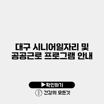 대구 시니어일자리 및 공공근로 프로그램 안내