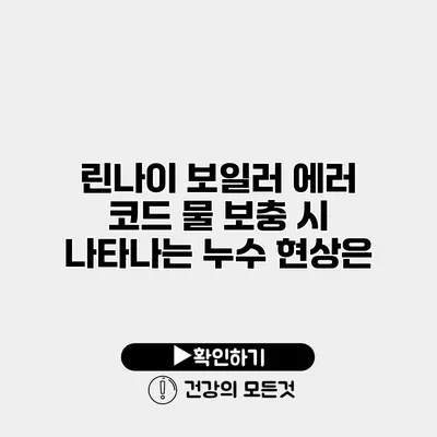 린나이 보일러 에러 코드 물 보충 시 나타나는 누수 현상은?