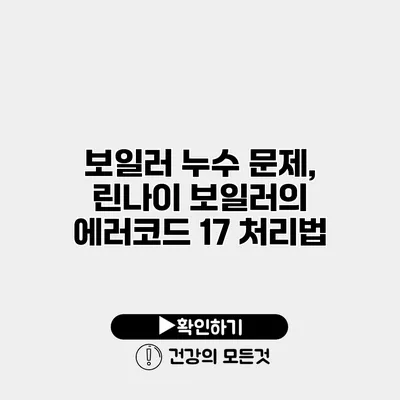 보일러 누수 문제, 린나이 보일러의 에러코드 17 처리법