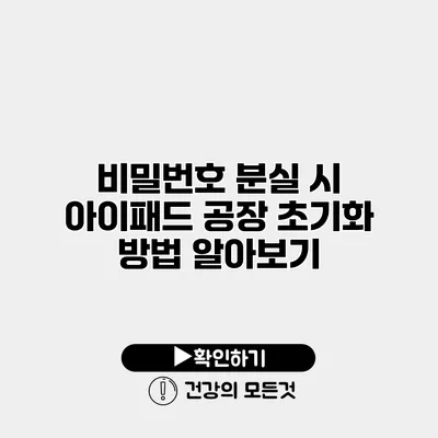 비밀번호 분실 시 아이패드 공장 초기화 방법 알아보기