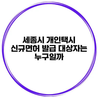 세종시 개인택시 신규면허 발급 대상자는 누구일까?