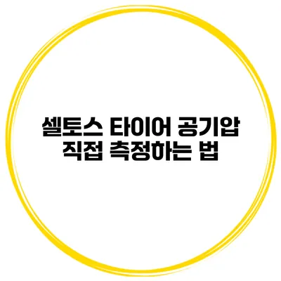 셀토스 타이어 공기압 직접 측정하는 법