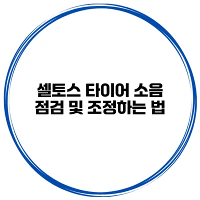 셀토스 타이어 소음 점검 및 조정하는 법