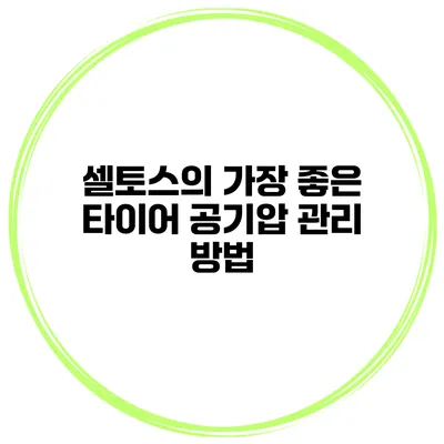 셀토스의 가장 좋은 타이어 공기압 관리 방법