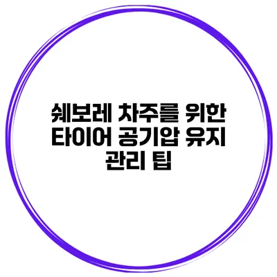 쉐보레 차주를 위한 타이어 공기압 유지 관리 팁