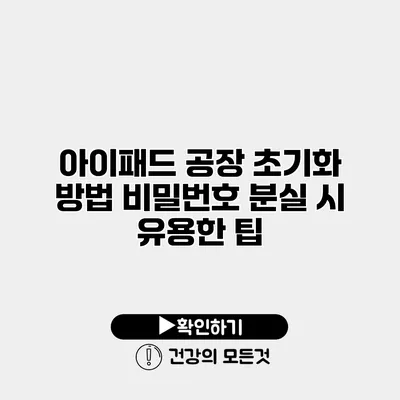 아이패드 공장 초기화 방법 비밀번호 분실 시 유용한 팁
