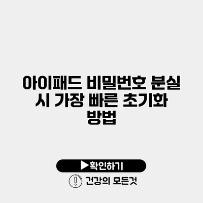 아이패드 비밀번호 분실 시 가장 빠른 초기화 방법