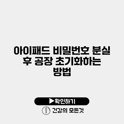 아이패드 비밀번호 분실 후 공장 초기화하는 방법