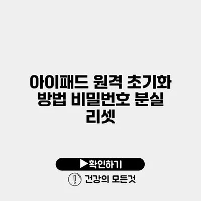 아이패드 원격 초기화 방법 비밀번호 분실 리셋