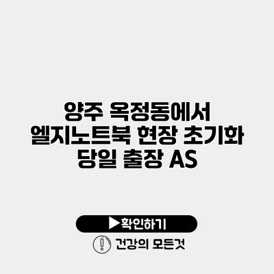 양주 옥정동에서 엘지노트북 현장 초기화 당일 출장 AS