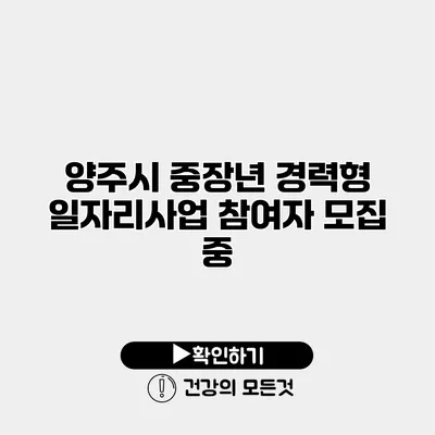 양주시 중장년 경력형 일자리사업 참여자 모집 중