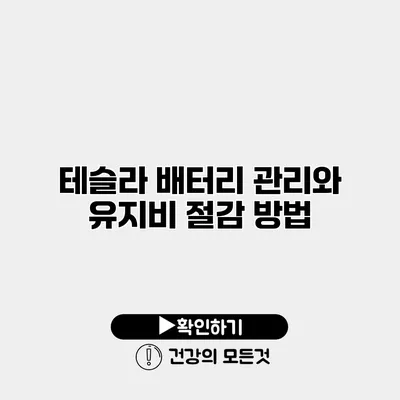 테슬라 배터리 관리와 유지비 절감 방법