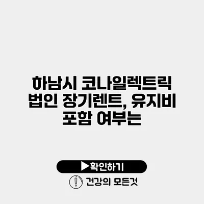하남시 코나일렉트릭 법인 장기렌트, 유지비 포함 여부는?